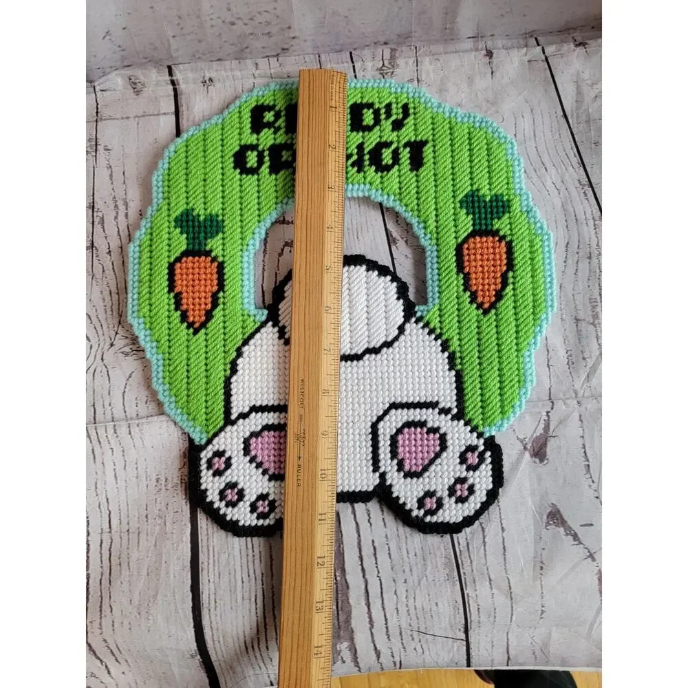 Easter Bunny Spring Wreath Plastic Canvas Wall/door Decor